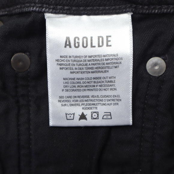 Agolde Women's Riley High Rise Straight Crop Jeans Panoramic Black Sz 29 - Picture 5 of 8